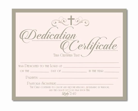 Baby Dedication Certificate Templates Inspirational Printable Baby Dedication Certificate Digital by