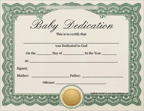Baby Dedication Certificate Templates Luxury 10 Sample Printable Baby Dedication Certificate Templates