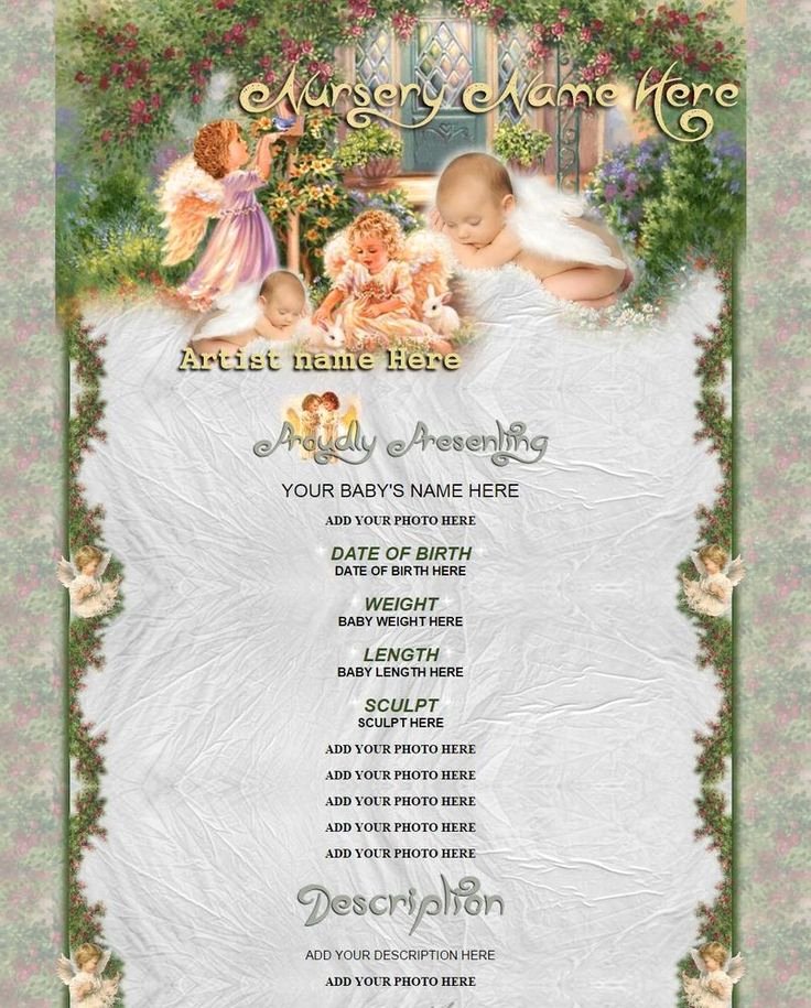 Baby Doll Birth Certificate Template Unique Baby Angels Ebay Listing Reborn Baby Template with