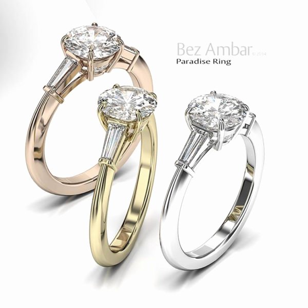 Baguette Diamond Size Chart New Trio Engagement Ring with Side Taper Baguettes