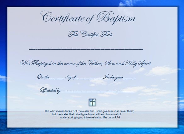 Baptism Certificate Free Template Awesome Word Certificate Template 53 Free Download Samples