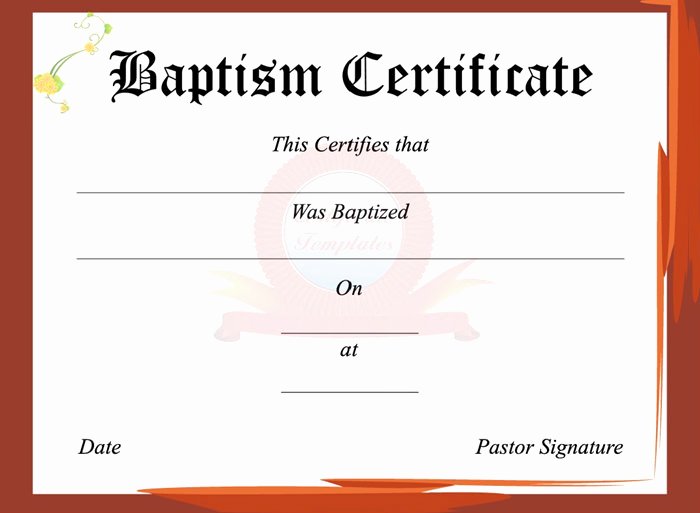 Baptism Certificate Free Template Beautiful Word Certificate Template 53 Free Download Samples
