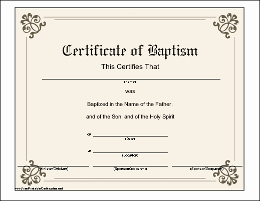 Baptism Certificate Free Template Lovely Baptism Certificate Printable Certificate