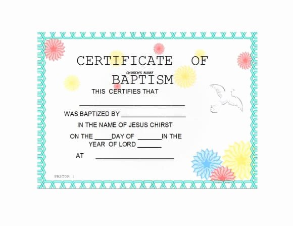 Baptism Certificate Template Download Fresh 47 Baptism Certificate Templates Free Printable Templates