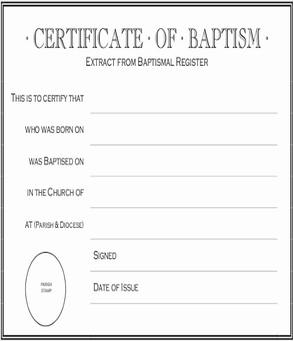 Baptism Certificate Template Free Best Of 27 Sample Baptism Certificate Templates Free Sample