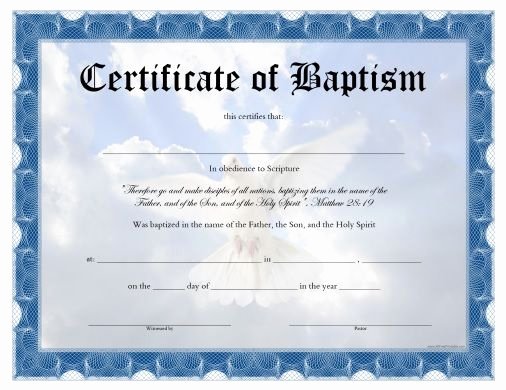Baptism Certificate Template Free Lovely Free Printable Baptism Certificate