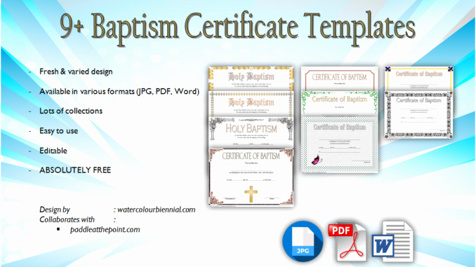 Baptism Certificate Templates Free Download Unique Baptism Certificate Template Word [9 New Designs Free]