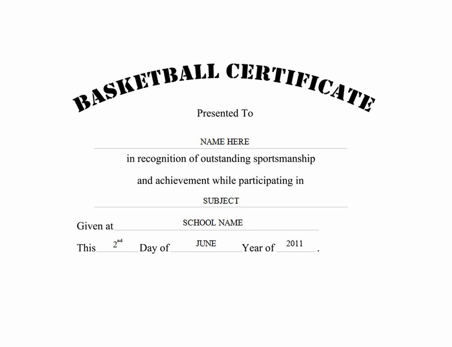 Basketball Certificate Templates for Word Elegant Basketball Certificate Free Word Templates &amp; Clipart
