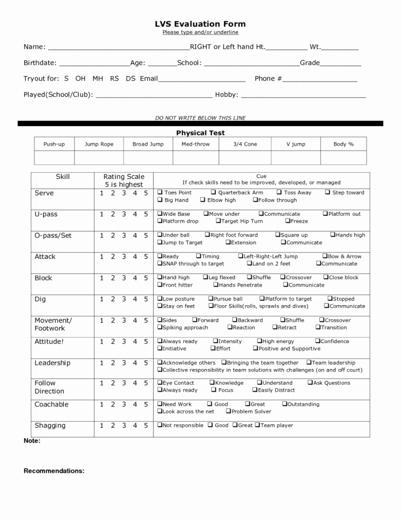 Basketball Tryout form Elegant Volleyball Tryout Evaluation form Volleyball Tryout Player
