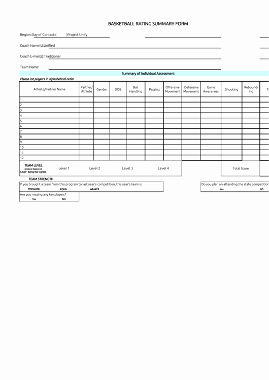 Basketball Tryout form Luxury top 10 Basketball Player Evaluation form Templates Free to