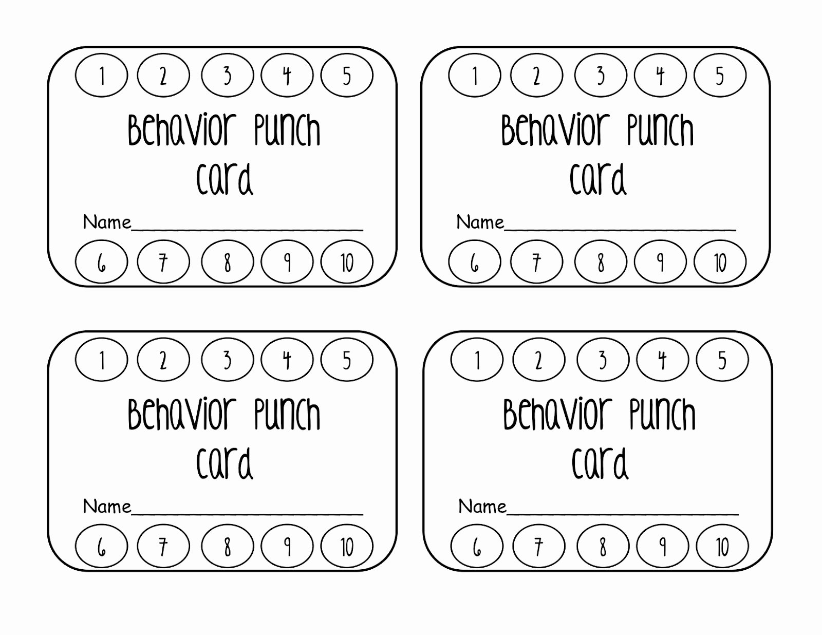 Behavior Punch Card Template New Behavior Punch Card Classroom Freebies