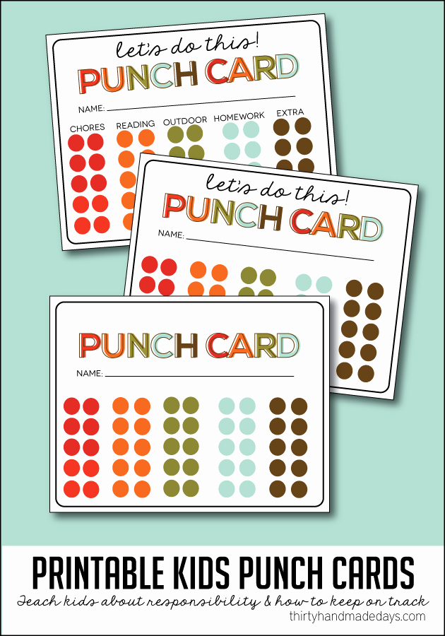 Behavior Punch Card Template New Kids Printable Punch Cards