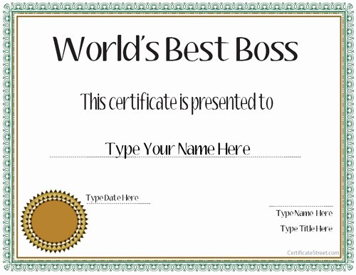 Best Boss Award Certificate Elegant Special Certificates Worlds Best Boss