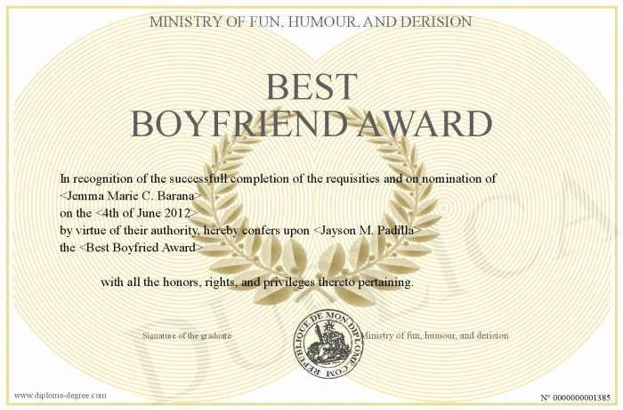Best Boyfriend Award Printable Inspirational Best Boyfriend Award