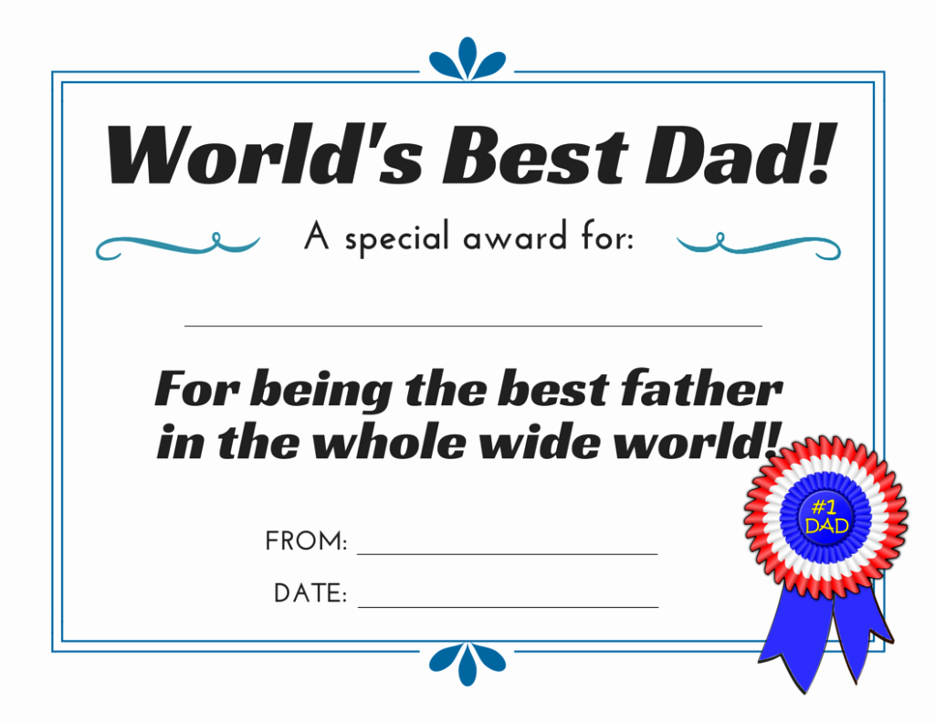 Best Dad Award Printable Best Of World S Best Dad 3 Free Printable Certificates for Father