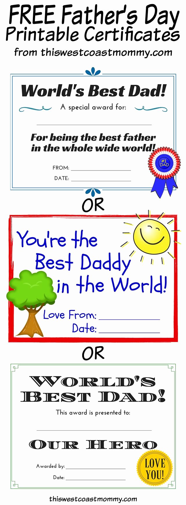 Best Dad Certificate Free Printable Awesome World S Best Dad 3 Free Printable Certificates for Father
