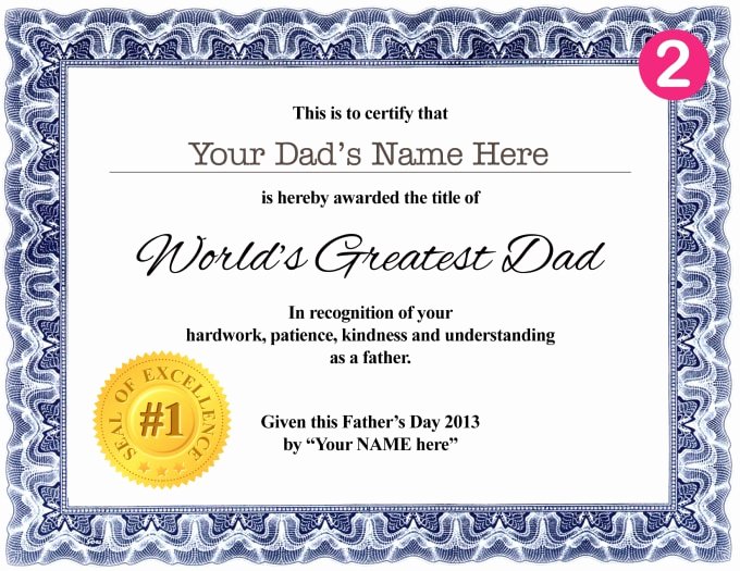 Best Dad Certificate Template Inspirational Create A Personalized Worlds Greatest Dad Certificate for