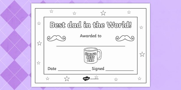 Best Dad Certificate Template Inspirational Father S Day Certificates Colouring Father S Day Card