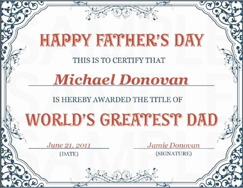 Best Dad Certificate Template Inspirational Free Printable World S Greatest Dad Certificate