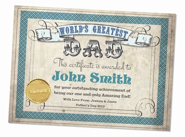 Best Dad Certificate Template Lovely Fathers Day Worlds Greatest Dad Printable Certificate