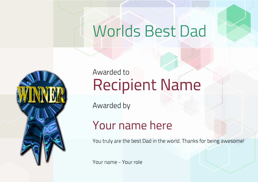 Best Dad Certificate Template New Worlds Best Dad Certificates Use Free Templates by Awardbox