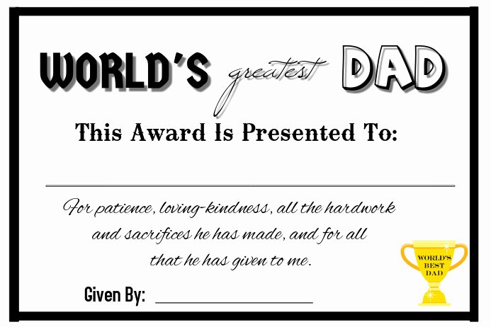 Best Dad Certificate Template Unique Father S Day Certificate Template