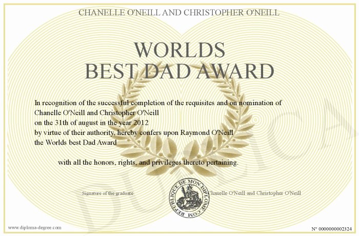 Best Dad Ever Certificate Awesome Worlds Best Dad Award