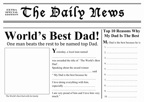 Best Dad Ever Certificate Unique Father S Day Resources Newspaper Front Page Template