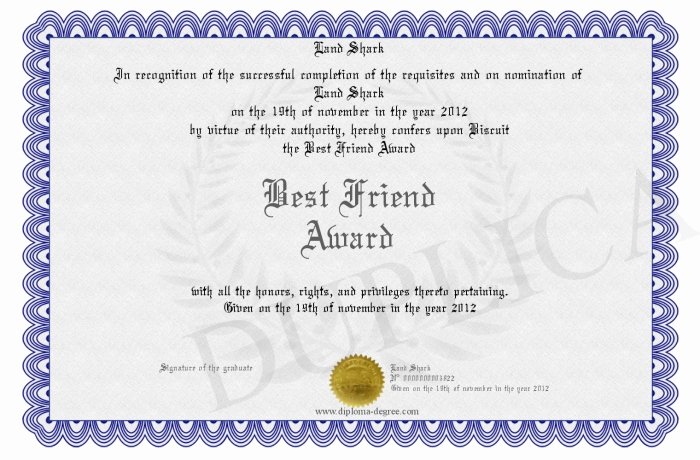 Best Friend Award Certificate Lovely Best Friend Award Printable Certificate to Pin On