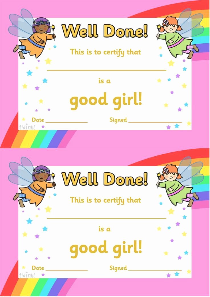 Best Girlfriend Award Trophy Inspirational Free Printable Good Girl Award Certificates