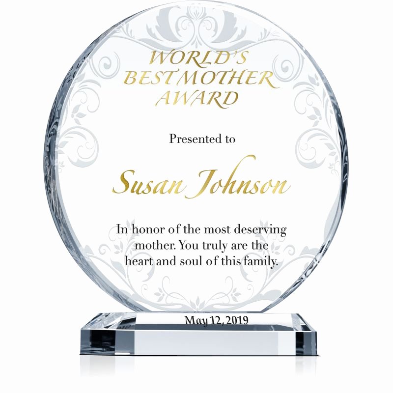 Best Wife Ever Award Luxury World S Best Mother Award Plaque Wording Sample by