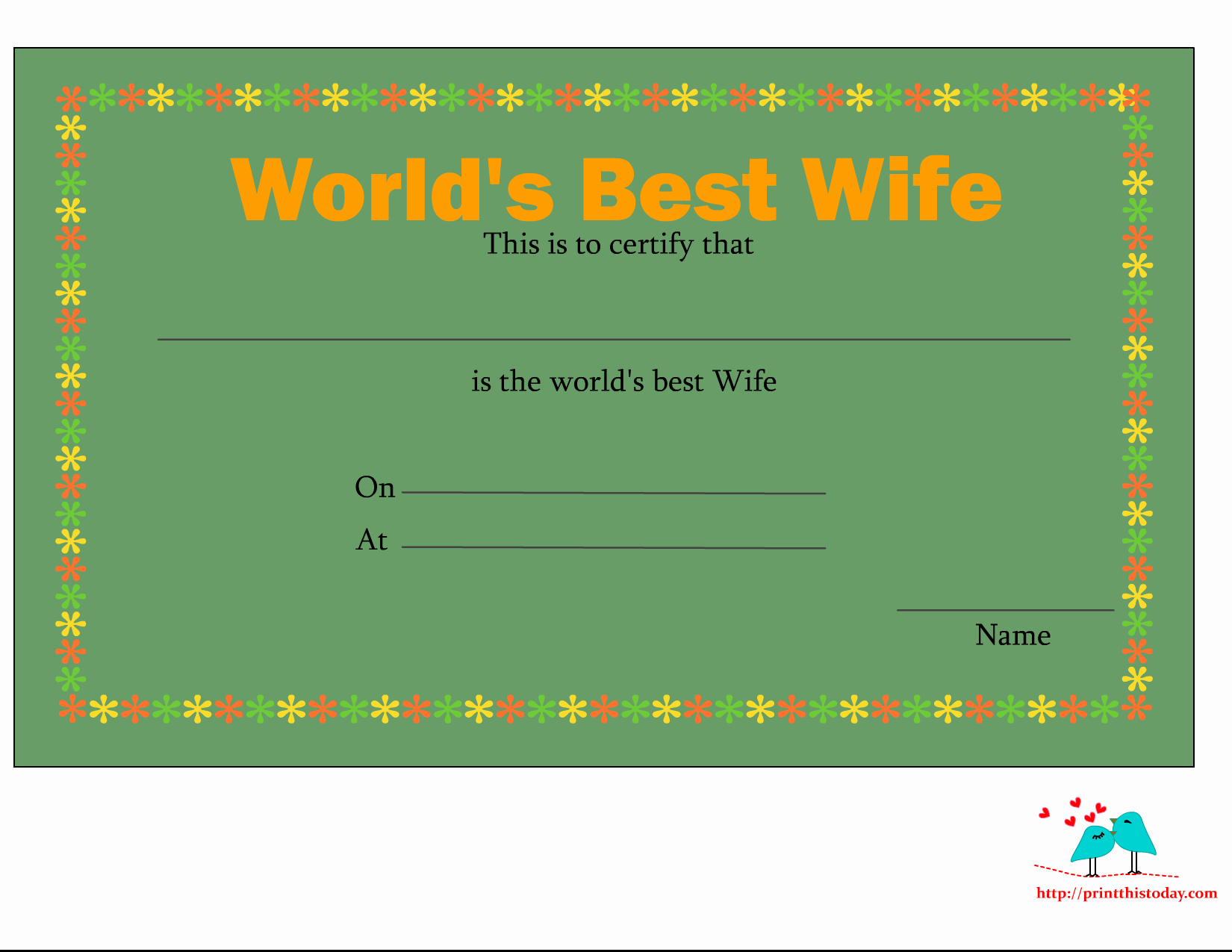 Best Wife In the World Award Luxury Free Printable World S Best Wife Certificates