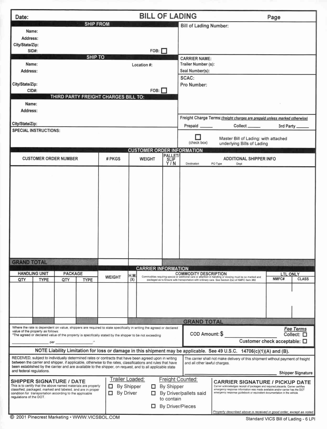 Bill Of Lading Short form Template Best Of Bill Of Lading Templates