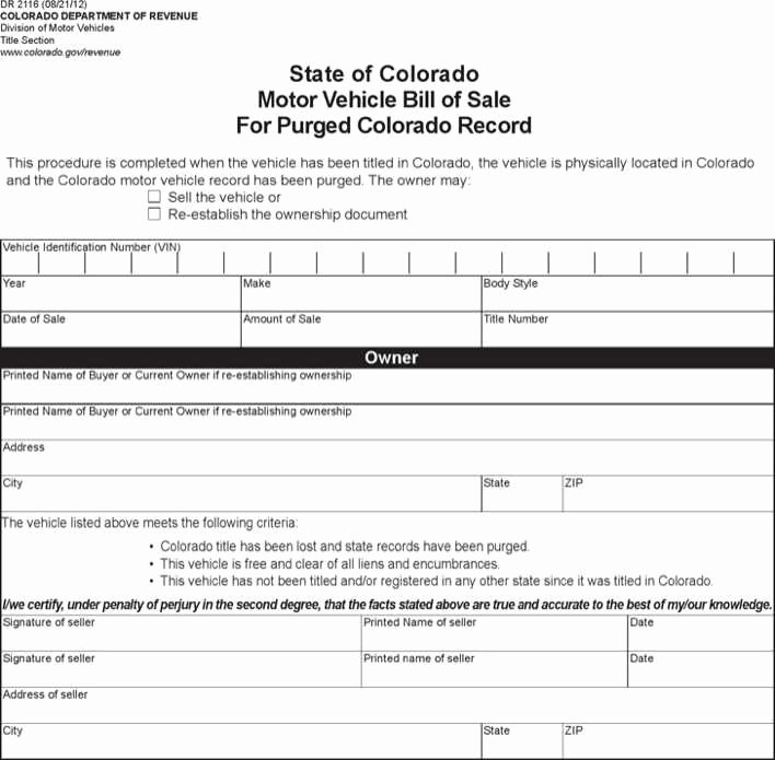 Bill Of Sale Colorado Template Beautiful Download Colorado Vehicle Bill Of Sale for Purged Record