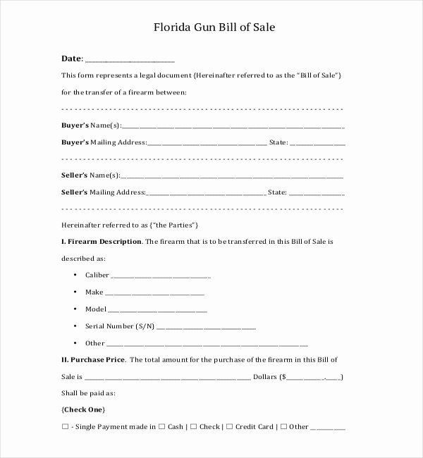 Bill Of Sale for Gun Florida Lovely Free 10 Sample Bill Of Sale for Firearms