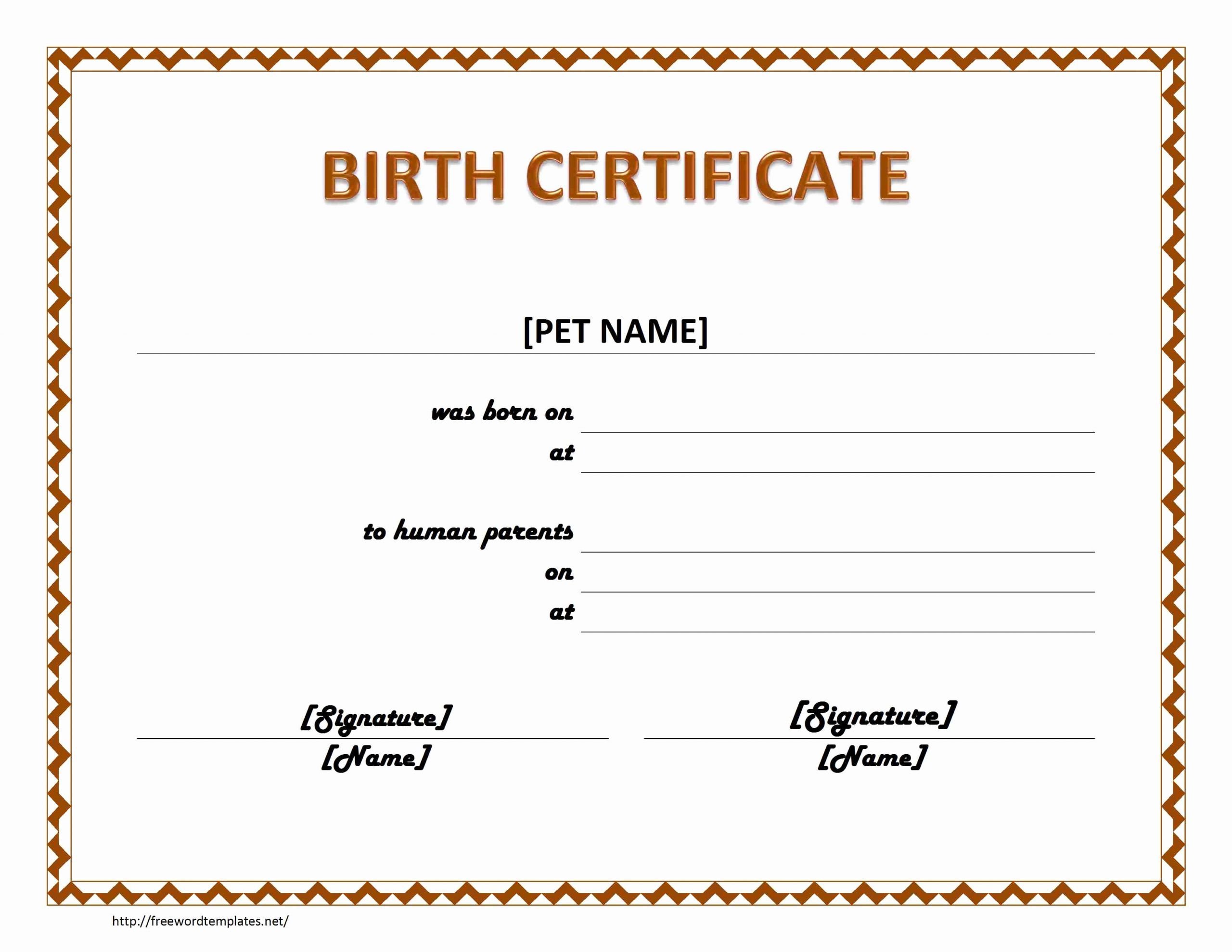 Birth Certificate Template Free Unique Pet Birth Certificate