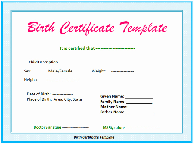 Birth Certificate Template Pdf Best Of 5 Birth Certificate Templates Excel Pdf formats
