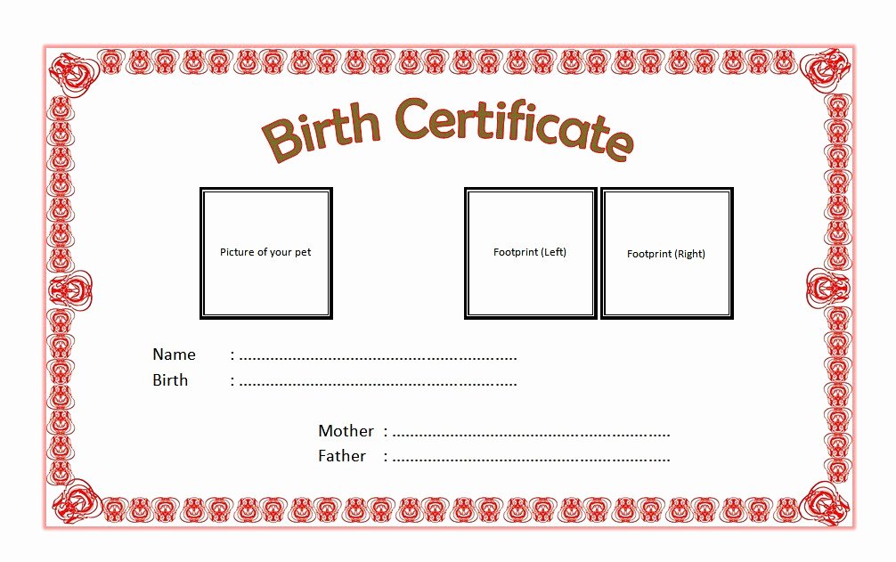 Birth Certificate Template Pdf Inspirational Pet Birth Certificate Templates Fillable [7 Best Designs
