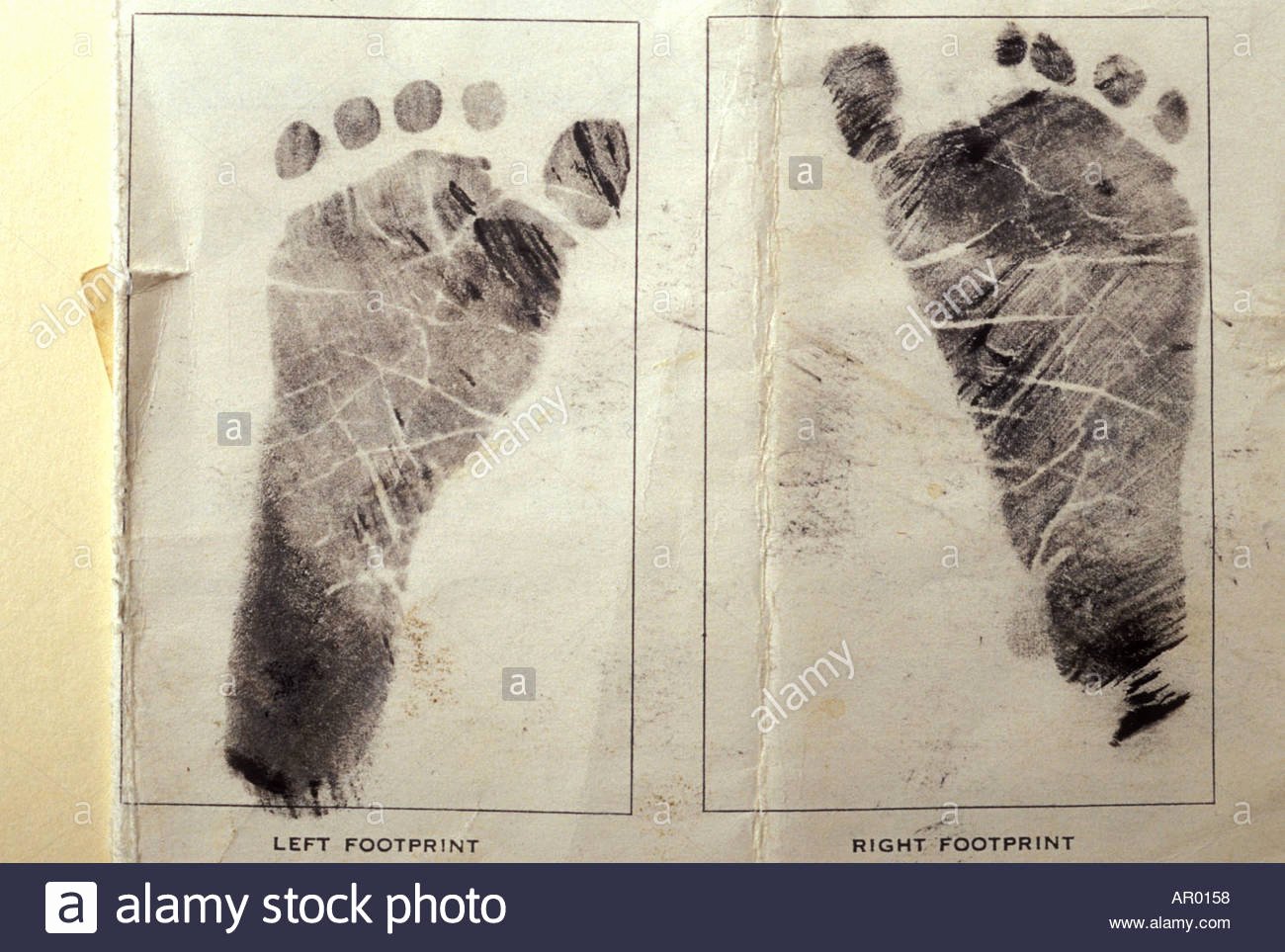 Birth Certificate Template with Footprints Lovely Baby S Footprints From Ink On Birth Certificate Stock