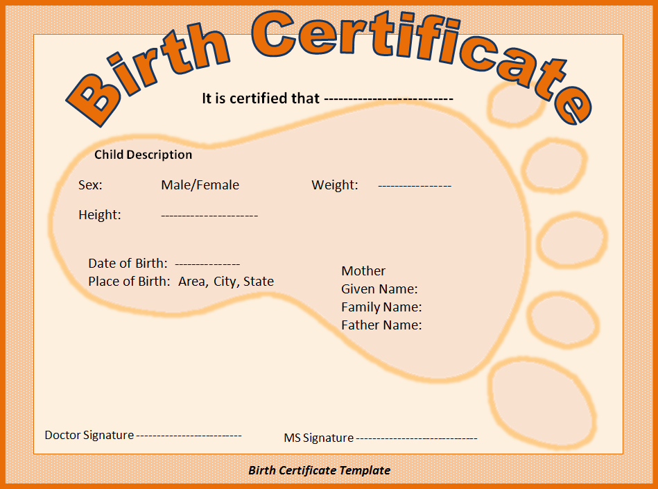Birth Certificate Template Word Inspirational Birth Certificate Template