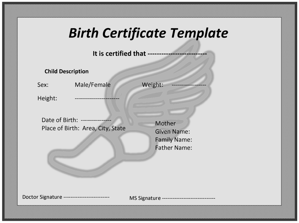 Birth Certificate Template Word New Child Birth Certificate Template