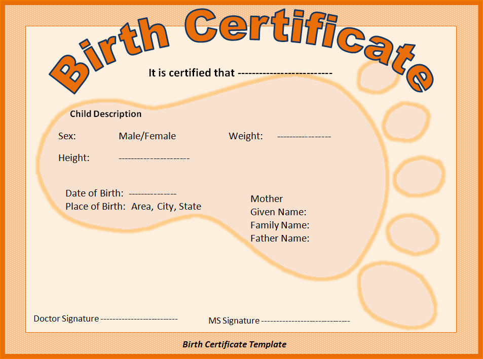Birth Certificate Templates Free Printable Fresh 6 Birth Certificate Templates
