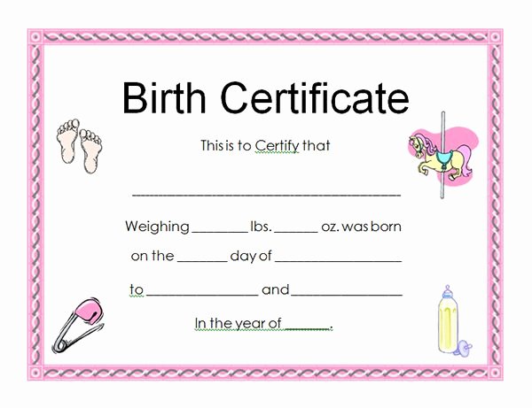 Birth Certificate Templates Free Printable Fresh Baby Certificates Printable Google Search