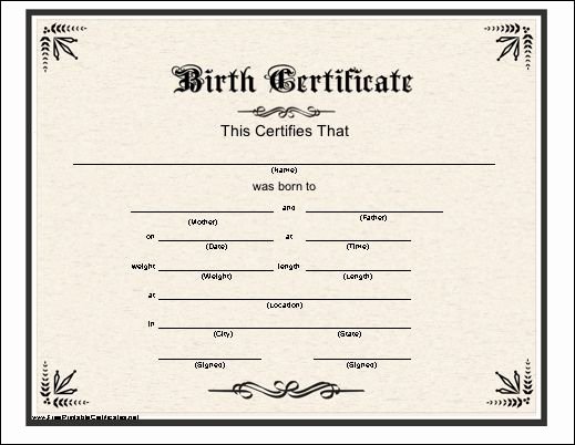 Birth Certificate Templates Free Printable Lovely A Basic Printable Birth Certificate with An Elaborate
