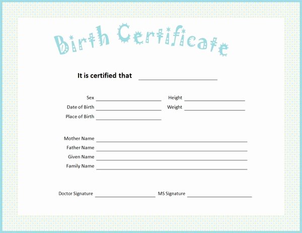 Birth Certificate Templates Free Printable Lovely Download Birth Certificate Template Fillable Pdf