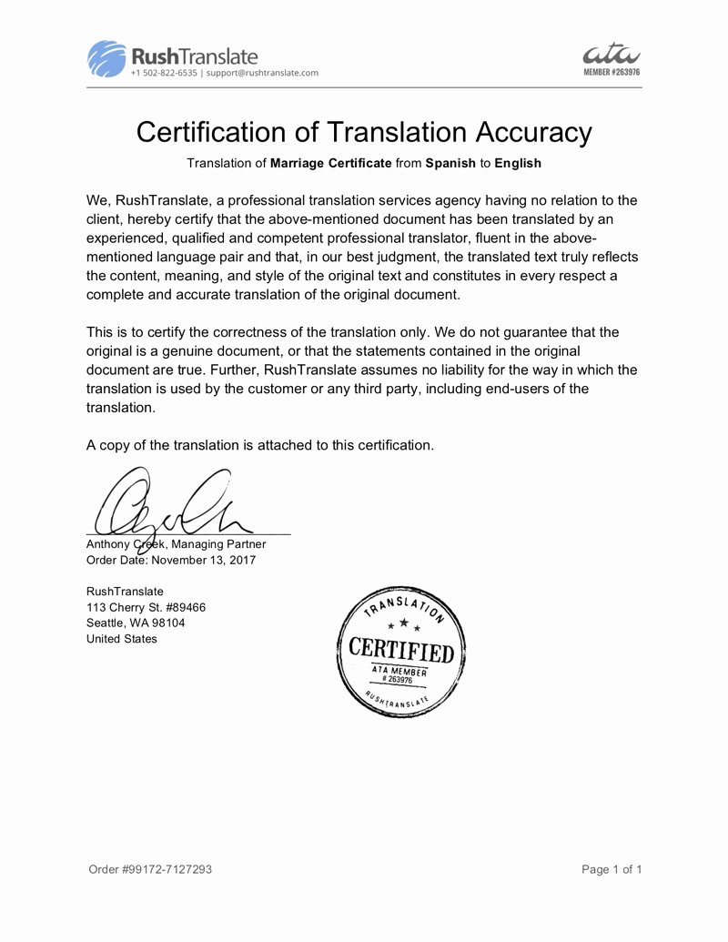 Birth Certificate Translation From Spanish to English Template Fresh Certified Translation Services Rushtranslate