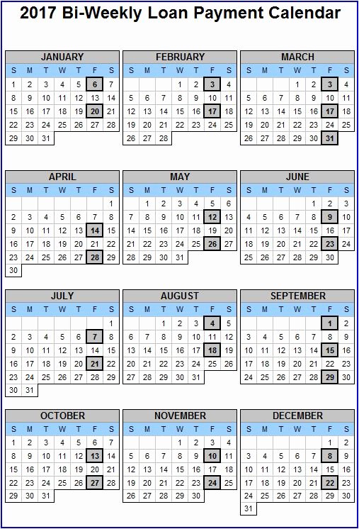 Biweekly Payroll Calendar Template 2017 Elegant Bi Weekly Pay Calendar