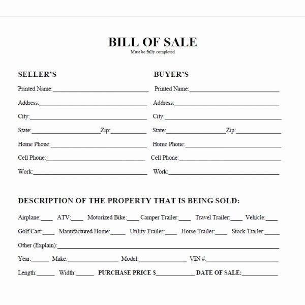 Blank Bill Of Sale Utah New Printable Car Bill Of Sale Pdf