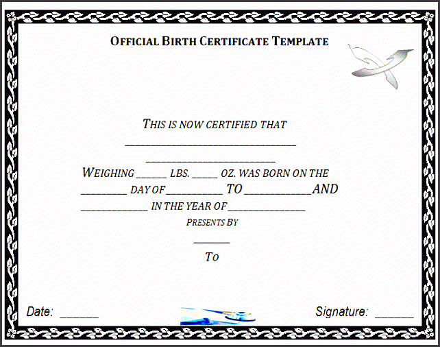 Blank Birth Certificate for School Project Awesome 6 Birth Certificate Templates Sampletemplatess