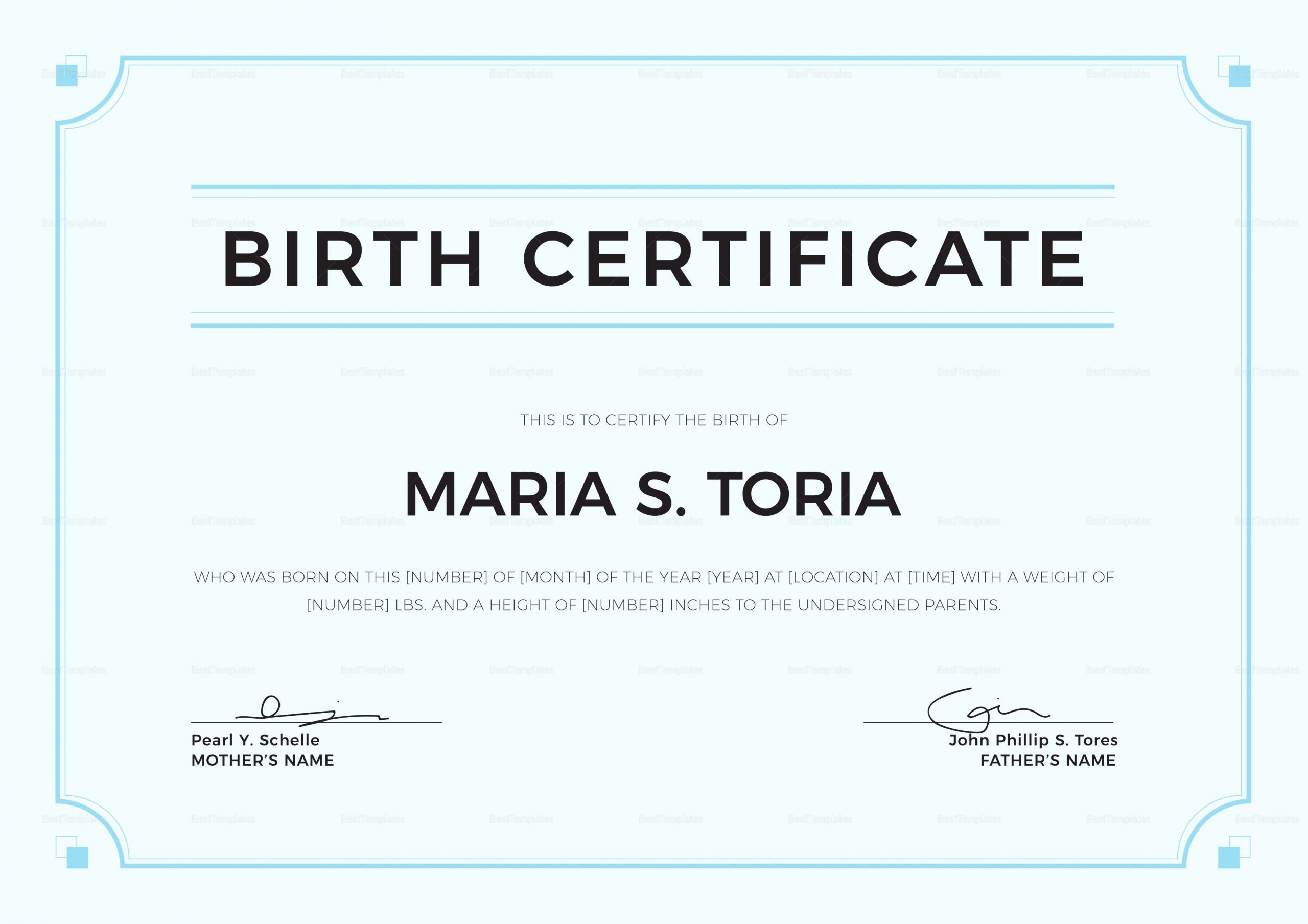 Blank Birth Certificate form New Blank Birth Certificate Design Template In Psd Word